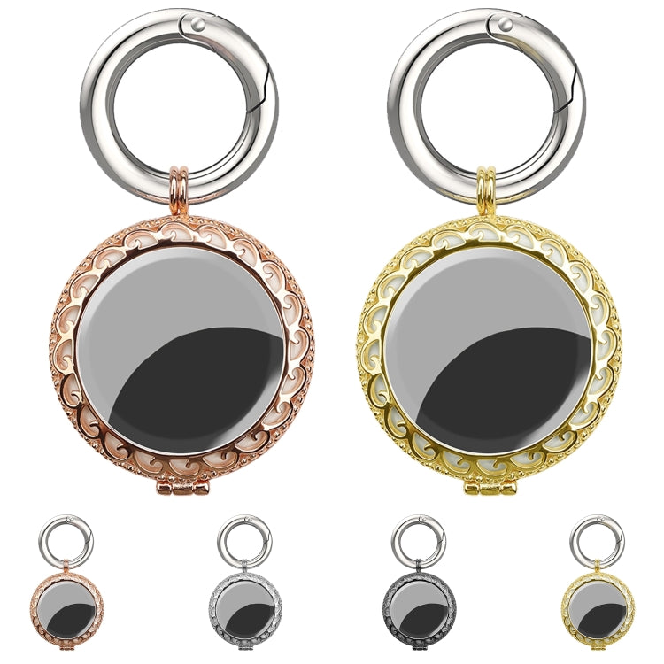 Anti-Lost Plating Keychain Locator Tracker Protective Cover For Airtag(Black Gold) by bashfashion