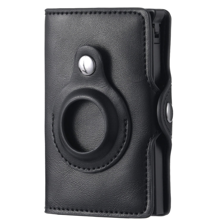 FY2108 Tracker Wallet Metal Card Holder for AirTag, Style: Crazy Horse (Black) by bashfashion