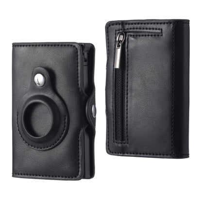 FY2108 Tracker Wallet Metal Card Holder for AirTag, Style: Crazy Horse (Black) by bashfashion
