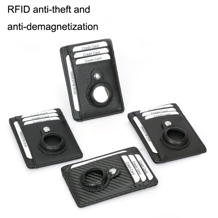 TQ-319 Anti-Theft Anti-Lost Tracker Leather Card Holder For AirTag, Style: Leather Flat Pattern (Black) by bashfashion