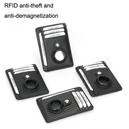 TQ-319 Anti-Theft Anti-Lost Tracker Leather Card Holder For AirTag, Style: Leather Flat Pattern (Black) by bashfashion