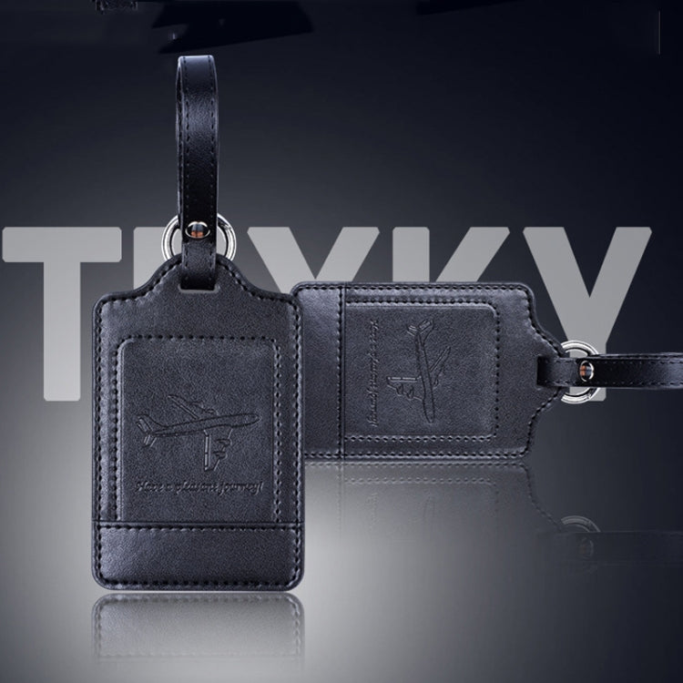 PU Leather Luggage Tag Multifunctional Suitcase Identification Tag(Black) by bashfashion