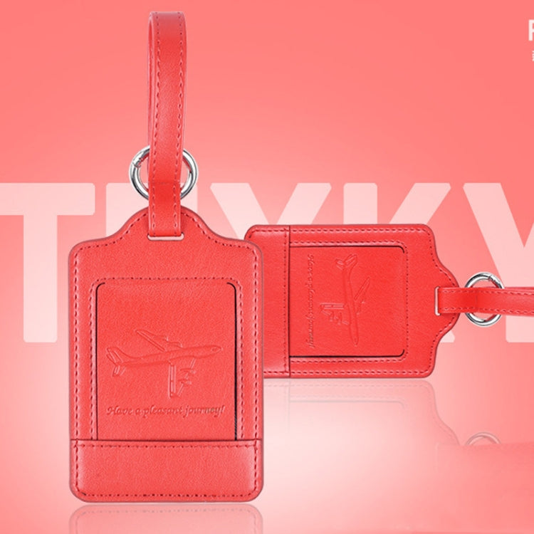 PU Leather Luggage Tag Multifunctional Suitcase Identification Tag(Red) by bashfashion