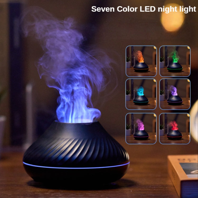 DQ705 Volcanic Flame Aroma Diffuser Essential Oil Lamp Air Humidifier with Color Night Light(Beige) by bashfashion
