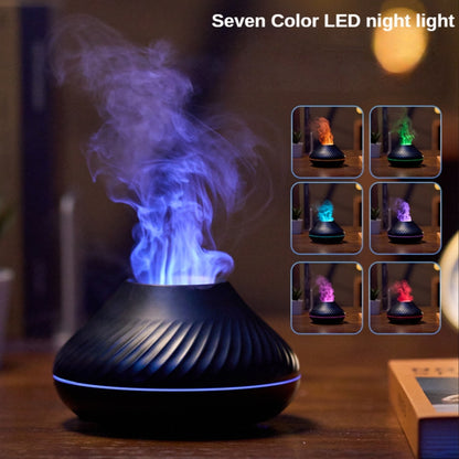 DQ705 Volcanic Flame Aroma Diffuser Essential Oil Lamp Air Humidifier with Color Night Light(Beige) by bashfashion