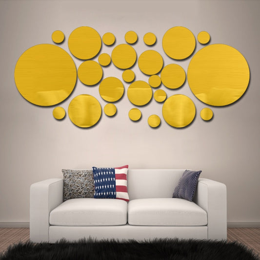 JM004 26PCS Bedroom Geometric Round Stereo Acrylic Mirror Wall Sticker(Gold) by bashfashion
