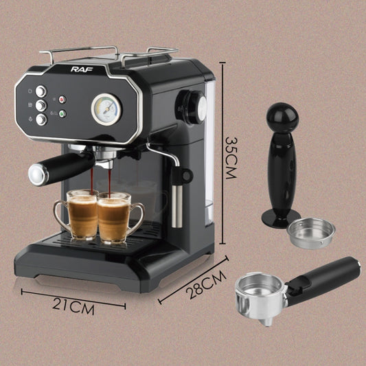 RAF R.104 Home Small Semi Automatic High Pressure Steam Milk Foaming Coffee Machine, EU Plug(Black) by bashfashion