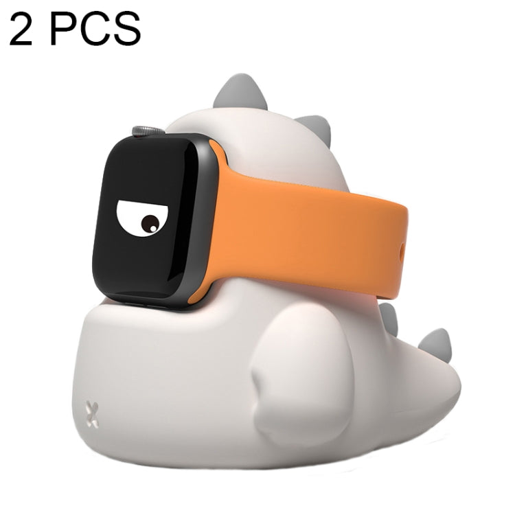 2 PCS H003 Cute Dinosaur Shaped Silicone Charging Stand without Watch For Apple Watch(White) by bashfashion