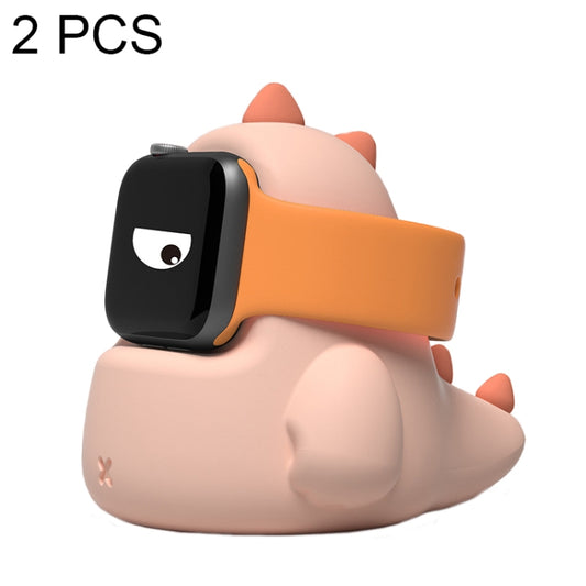 2 PCS H003 Cute Dinosaur Shaped Silicone Charging Stand without Watch For Apple Watch(Pink) by bashfashion
