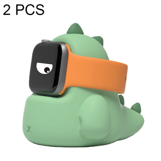 2 PCS H003 Cute Dinosaur Shaped Silicone Charging Stand without Watch For Apple Watch(Green) by bashfashion