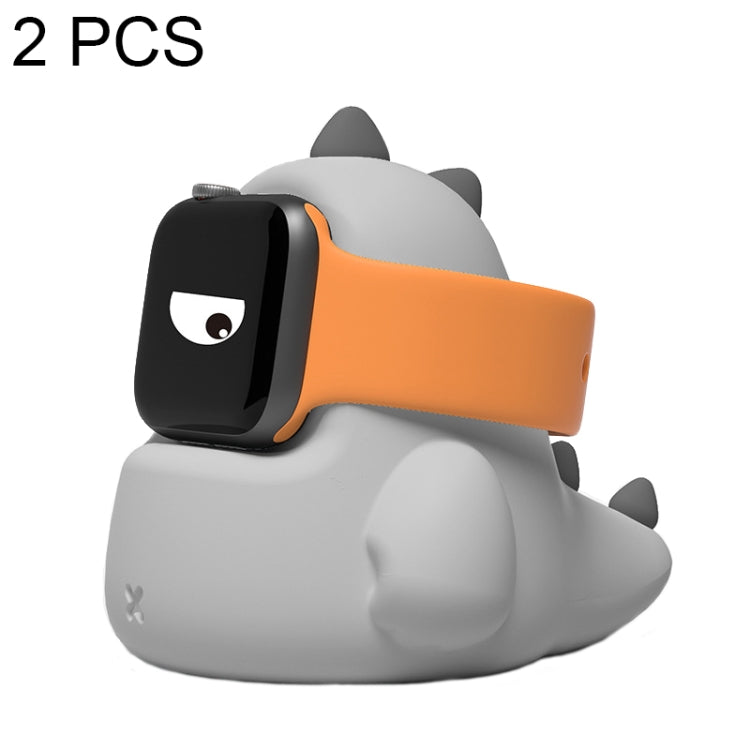 2 PCS H003 Cute Dinosaur Shaped Silicone Charging Stand without Watch For Apple Watch(Grey) by bashfashion