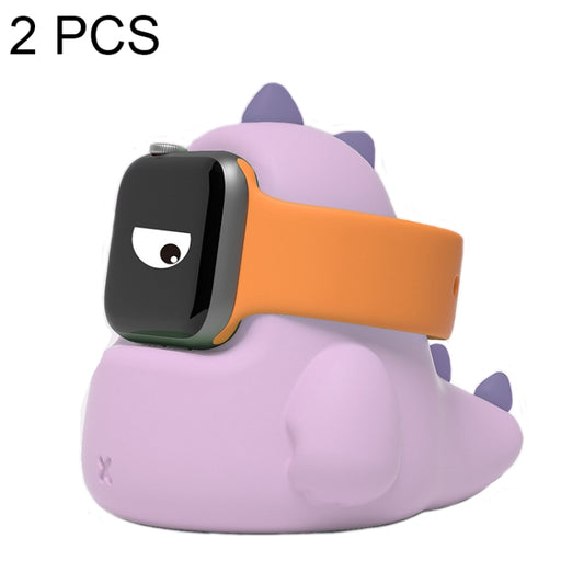2 PCS H003 Cute Dinosaur Shaped Silicone Charging Stand without Watch For Apple Watch(Purple) by bashfashion