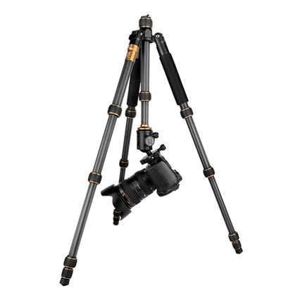 QingZhuangShiDai Q666C Portable Travel Photography Ball Head SLR Camera Carbon Fiber Tripod(Black) by QingZhuangShiDai