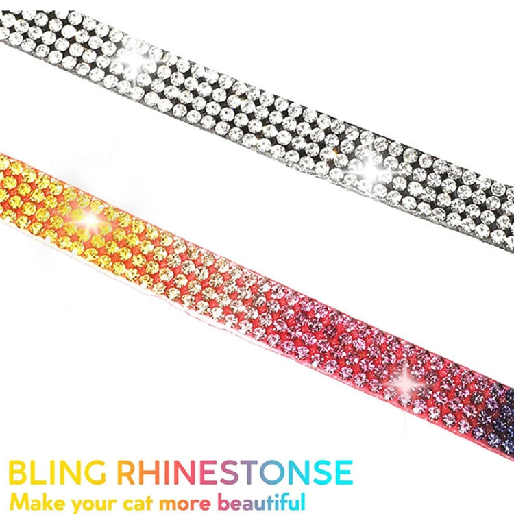 Rhinestone Pet Collar with Bell for Airtag Tracker Case(White Diamond Black) by bashfashion