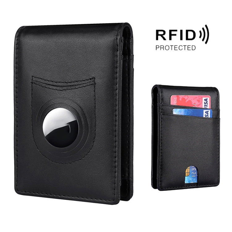 Tracker RFID Card Holder Leather Men Wallet for AirTag(Plain Weave) by bashfashion