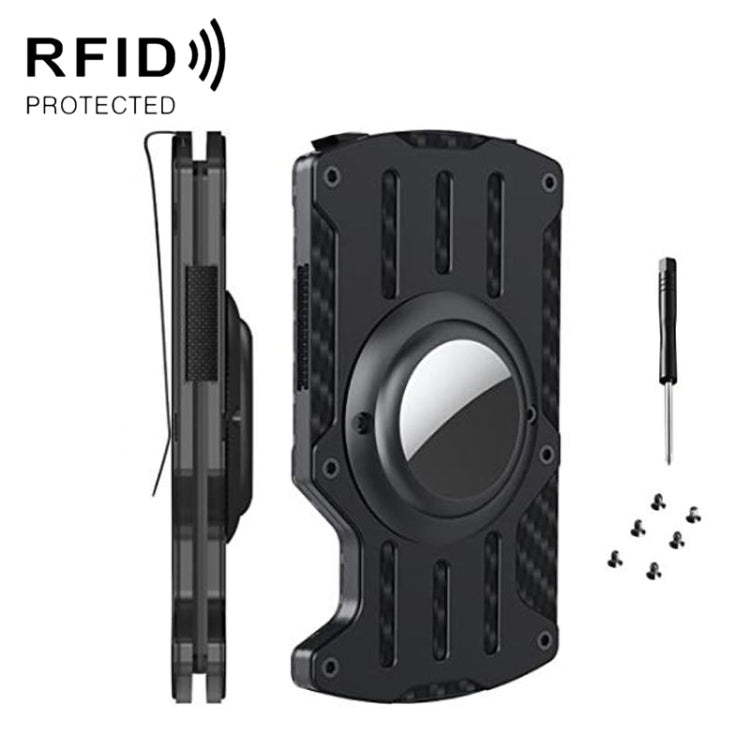 Men Ultra Slim Tracker Card Holder RFID Metal Card Holder for AirTag(Black) by bashfashion