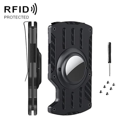 Men Ultra Slim Tracker Card Holder RFID Metal Card Holder for AirTag(Black) by bashfashion