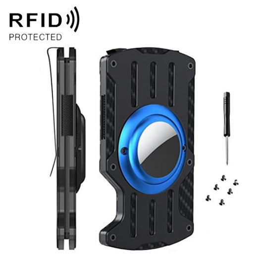 Men Ultra Slim Tracker Card Holder RFID Metal Card Holder for AirTag(Blue) by bashfashion