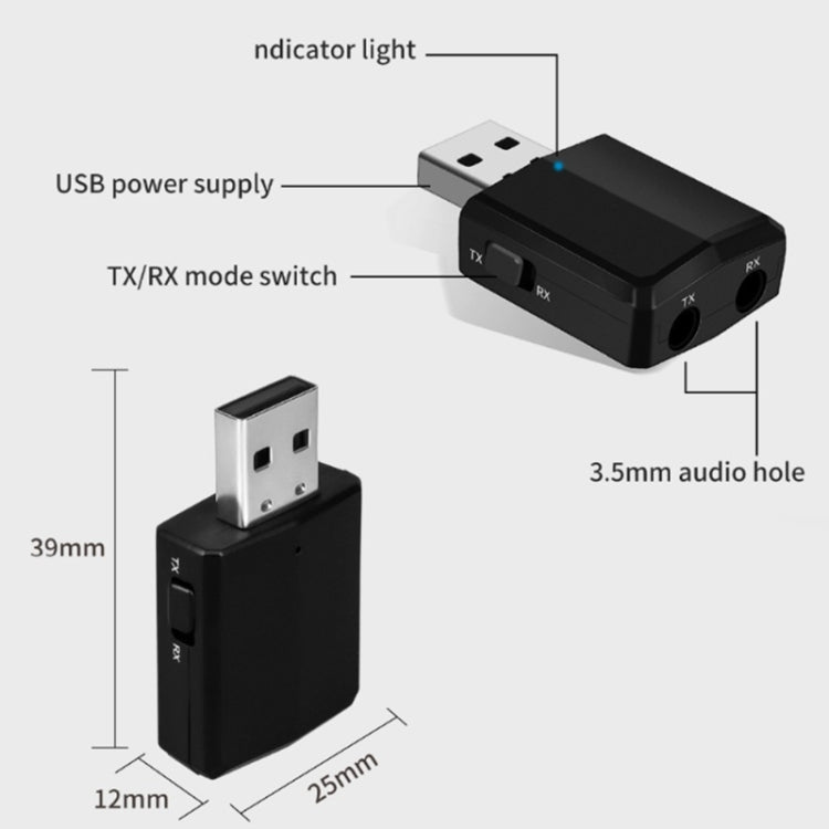 ZF-169 PLUS 3 In 1 Car USB Bluetooth 5.0 Audio Adapter by bashfashion