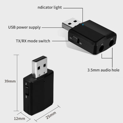 ZF-169 PLUS 3 In 1 Car USB Bluetooth 5.0 Audio Adapter by bashfashion