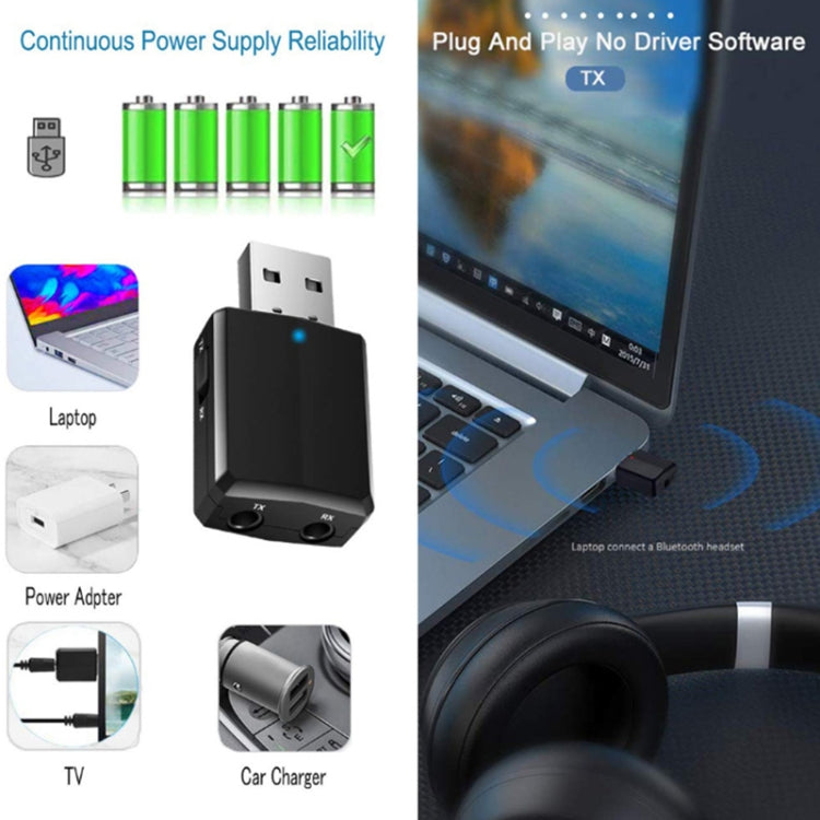 ZF-169 PLUS 3 In 1 Car USB Bluetooth 5.0 Audio Adapter by bashfashion