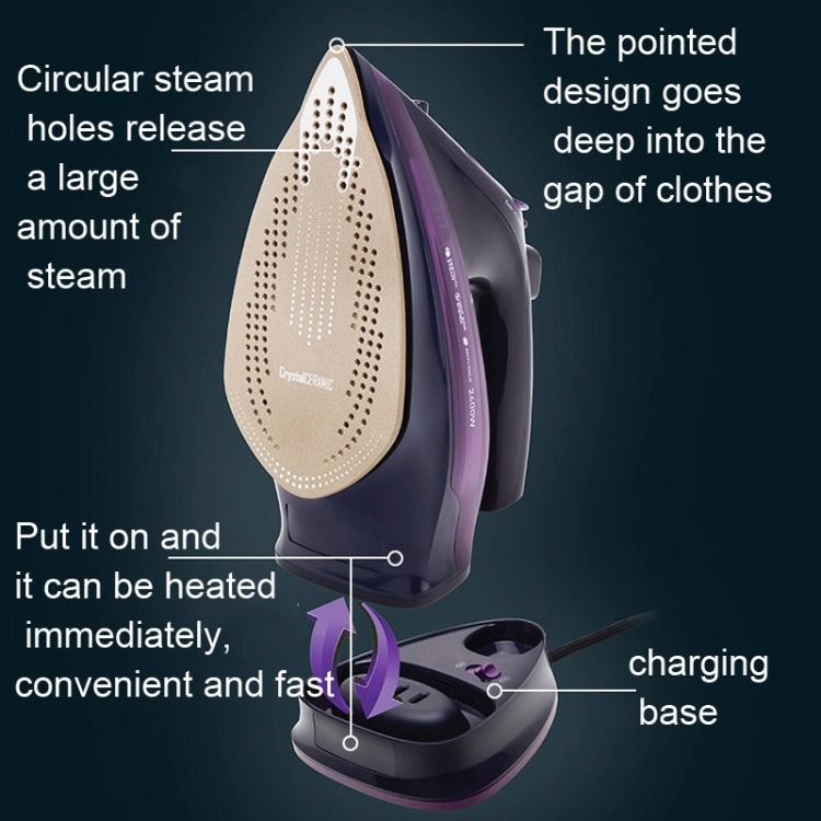 2400W Household Wireless Iron Handheld Steam Iron Garment Steamer,EU Plug(Purple) by bashfashion
