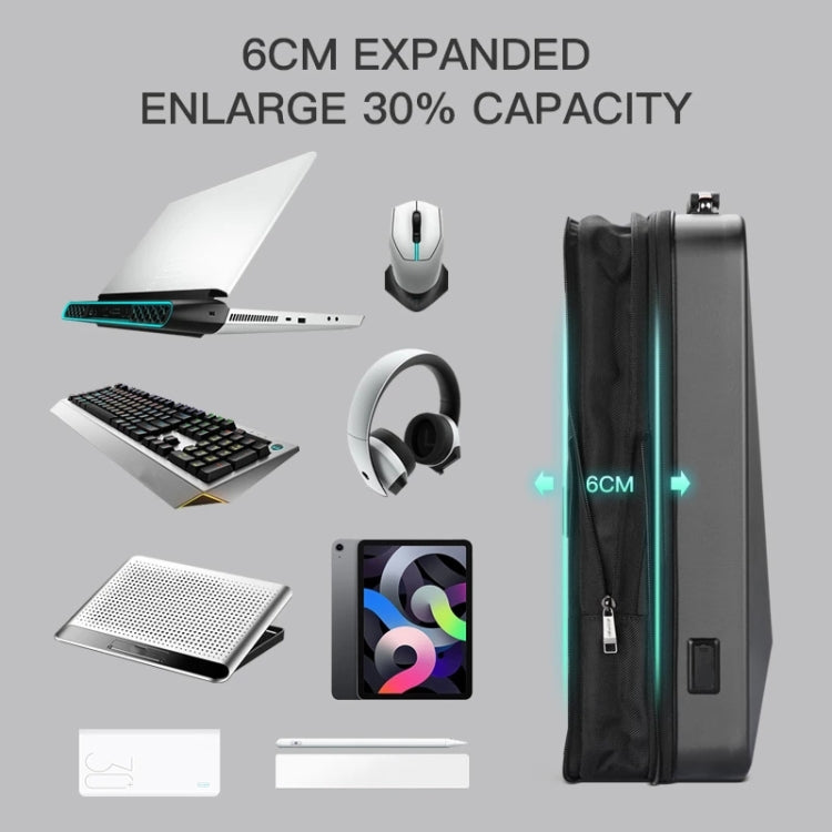 Bopai 61-93318A Hard Shell Waterproof Expandable Backpack with USB Charging Hole, Spec: Regular (Silver) by Bopai