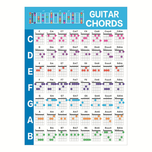 G625 Paper Chord Score Guitar Chord Fingering Exercise Chart(Large) by bashfashion