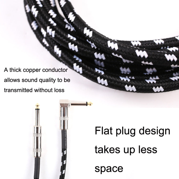 Guitar Connection Wire Folk Bass Performance Noise Reduction Elbow Audio Guitar Wire, Size: 6m(Black White) by bashfashion