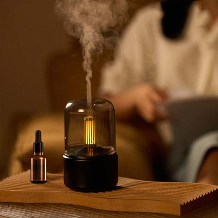 120ML Simulated Candlelight Aroma Diffuser USB Home Atmosphere Night Light Humidifier(Black) by bashfashion