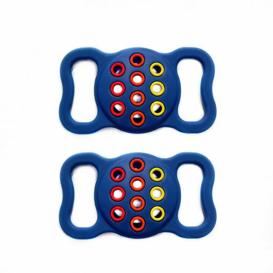 2 PCS Contrast Color Perforated Pet Collar Silicone Cover for AirTag(Dark Blue Colorful) by bashfashion