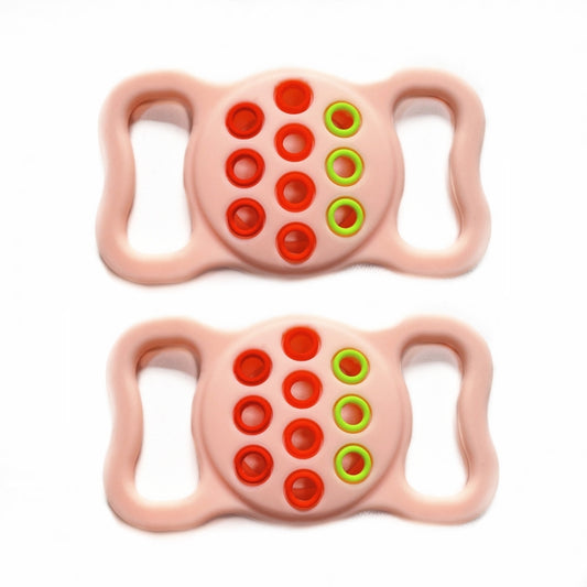 2 PCS Contrast Color Perforated Pet Collar Silicone Cover for AirTag(Pink Colorful) by bashfashion