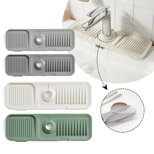Faucet Silicone Draining Mat Anti-splash Kitchen Sink Non-slip Soap Mat, Size: Extra Large(Beige) by bashfashion