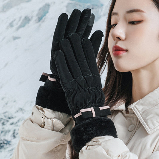 1 Pair YR205 Winter Warm Plus Fleece Mouth Driving Riding Sports Gloves, Size: Free Code(Black) by bashfashion