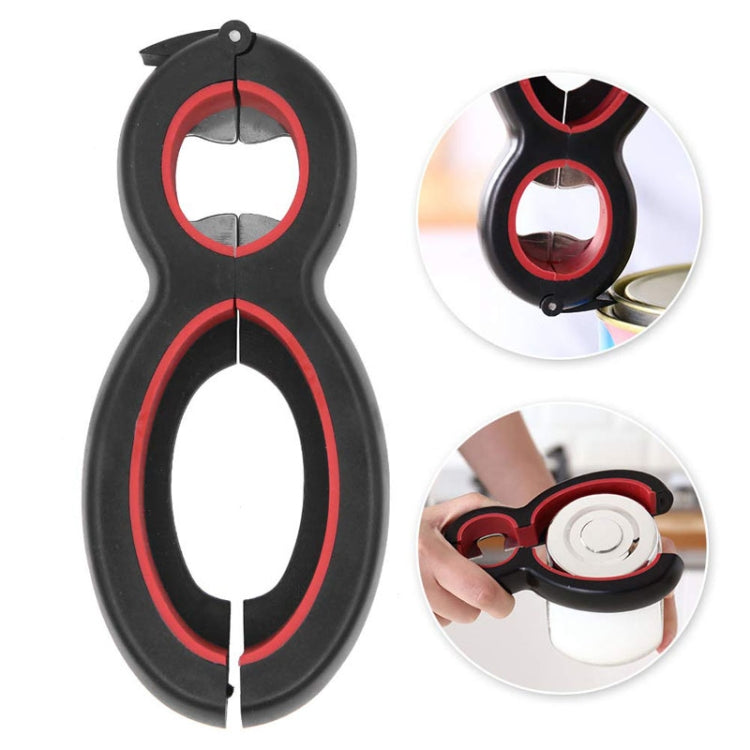6 In 1 Simple Can Opener Multifunctional Plastic Bottle Opener(Black Red) by bashfashion