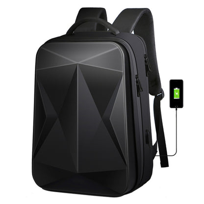 160 Large Capacity ABS Waterproof Laptop Backpack with USB Charging Port(Black) by bashfashion