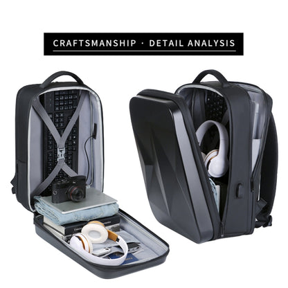 160 Large Capacity ABS Waterproof Laptop Backpack with USB Charging Port(Black) by bashfashion