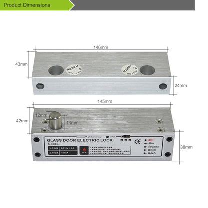 Top And Bottom Frameless Glass Door Aluminum Alloy Electric Mortise Lock(Left) by bashfashion