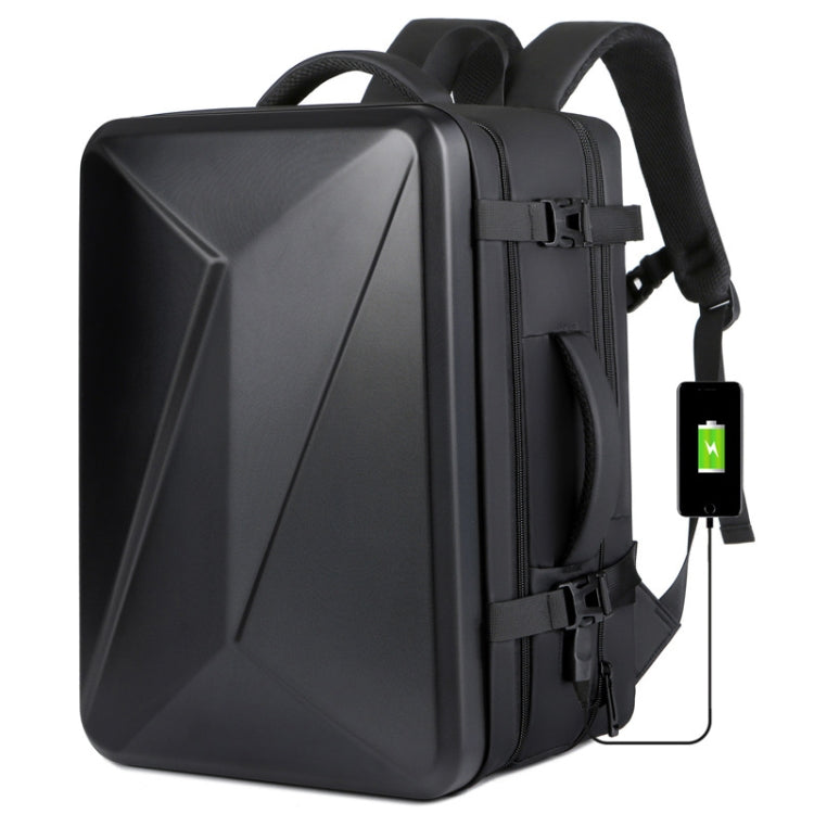 Large-capacity Waterproof Expandable Hard Shell Backpack with USB Charging Hole(162 Black) by bashfashion