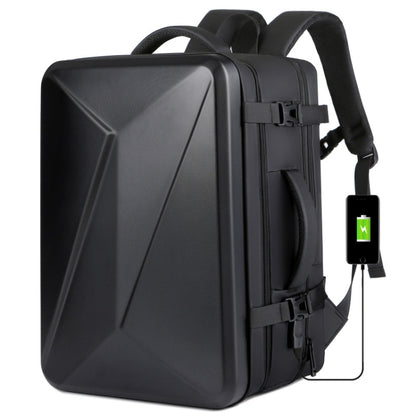 Large-capacity Waterproof Expandable Hard Shell Backpack with USB Charging Hole(162 Black) by bashfashion