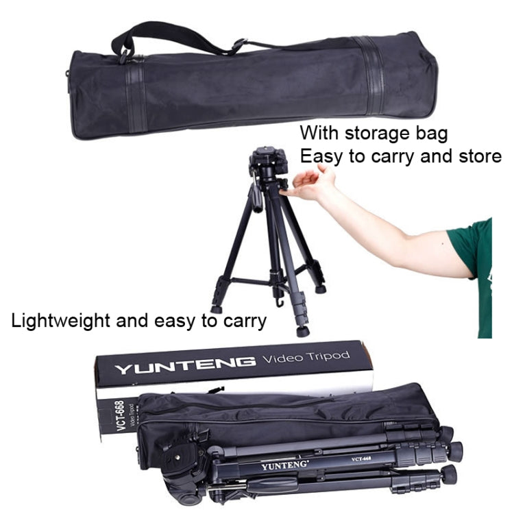 YUNTENG VCT-668RM Portable SLR Camera Tripod Mobile Phone Live Broadcast Support(Black) by YUNTENG