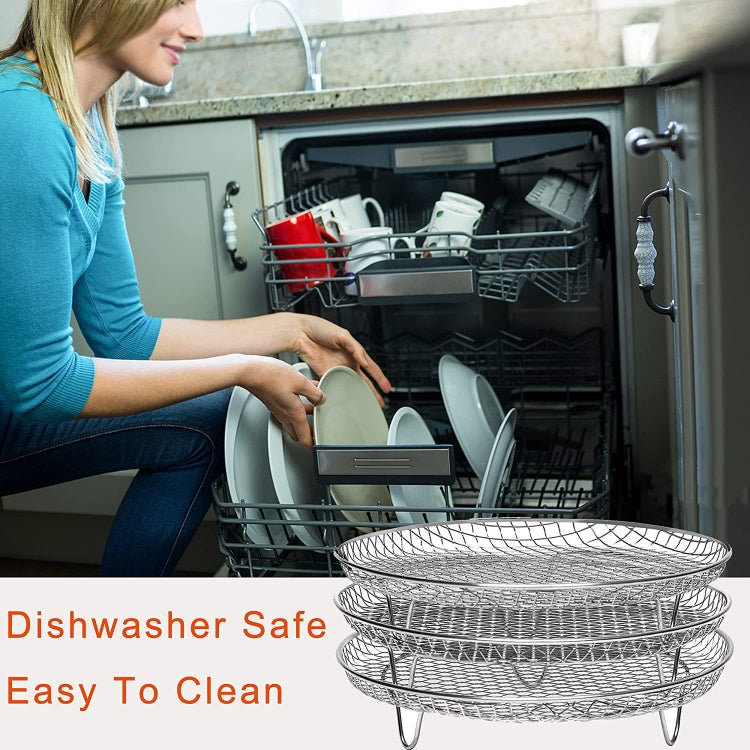 Air Fryer Accessories 8-inch Three Layer Round Grill Steam Rack by bashfashion