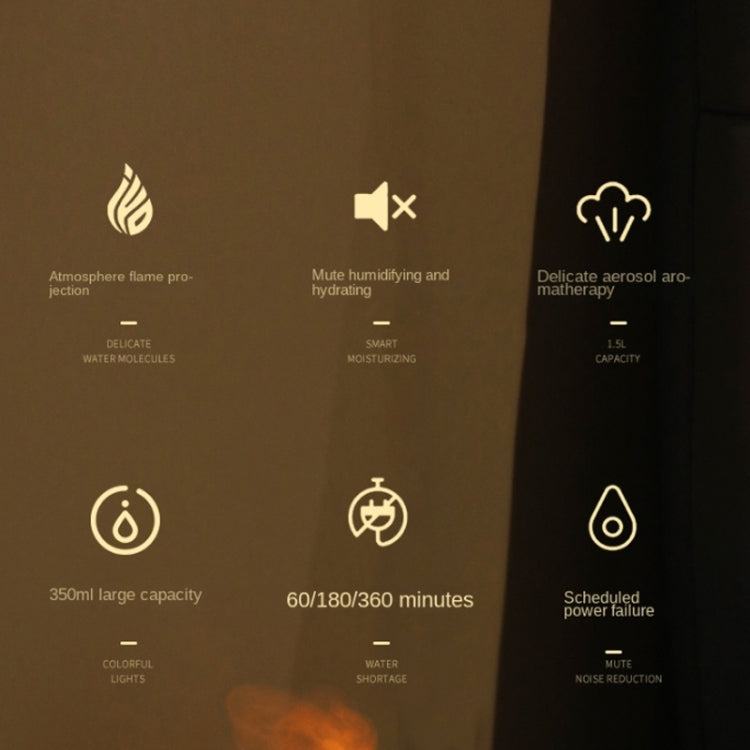 350ml Simulated Flame Aromatherapy Humidifier With Timing Function(Gold) by bashfashion