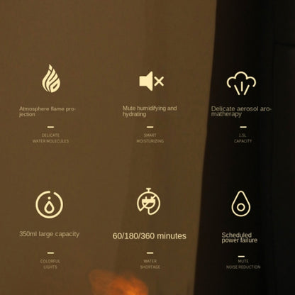 350ml Simulated Flame Aromatherapy Humidifier With Timing Function(Gold) by bashfashion