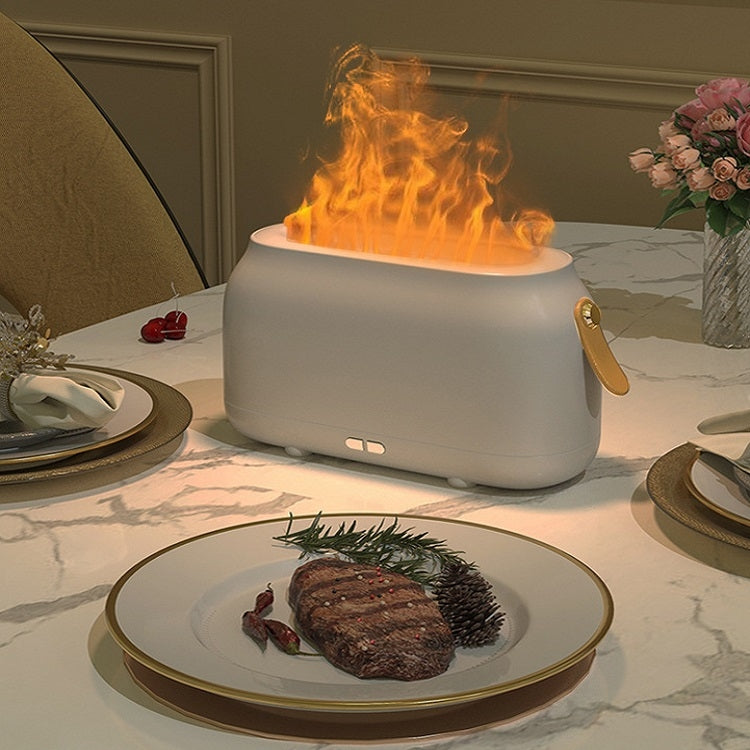 Simulation Flame Aromatherapy Humidifier Bedroom Ambient Light, Color: White by bashfashion