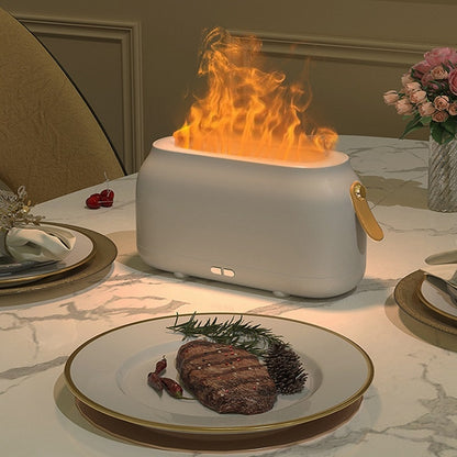 Simulation Flame Aromatherapy Humidifier Bedroom Ambient Light, Color: White by bashfashion