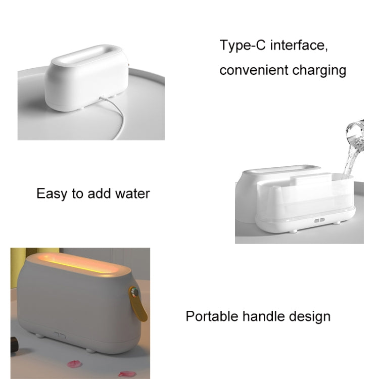 Simulation Flame Aromatherapy Humidifier Bedroom Ambient Light, Color: White by bashfashion