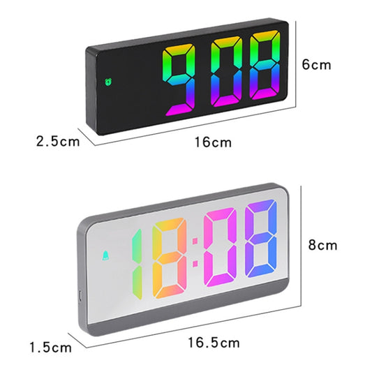 Colorful Fonts LED Electronic Alarm Clock Large Screen Clock(0725 Black Shell Mirror Surface D) by bashfashion