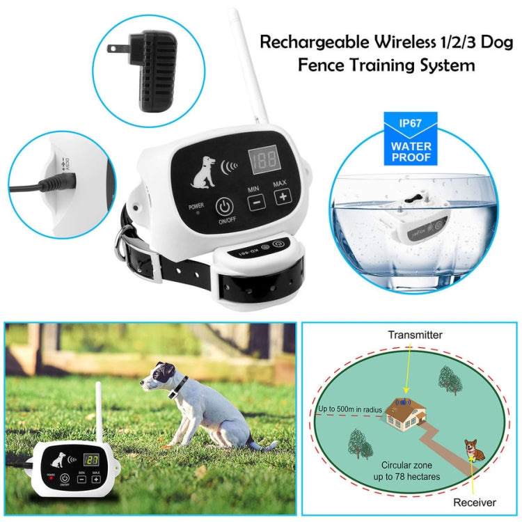 KD-661 500m Wireless Electric Dog Pet Fence Shock Collar,Spec: For One Dog(EU Plug) by bashfashion