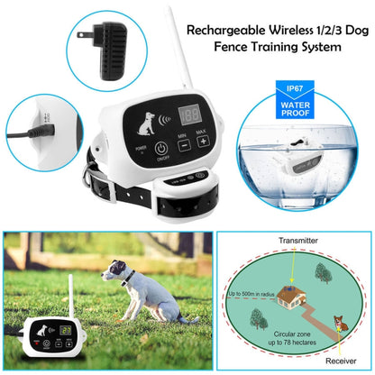 KD-661 500m Wireless Electric Dog Pet Fence Shock Collar,Spec: For Two Dog(EU Plug) by bashfashion